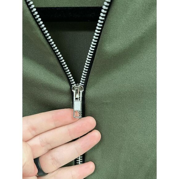 boohoo Women's Long Sleeve Zip up Casual Bomber Jacket Olive Green Size 4 - Picture 4 of 5